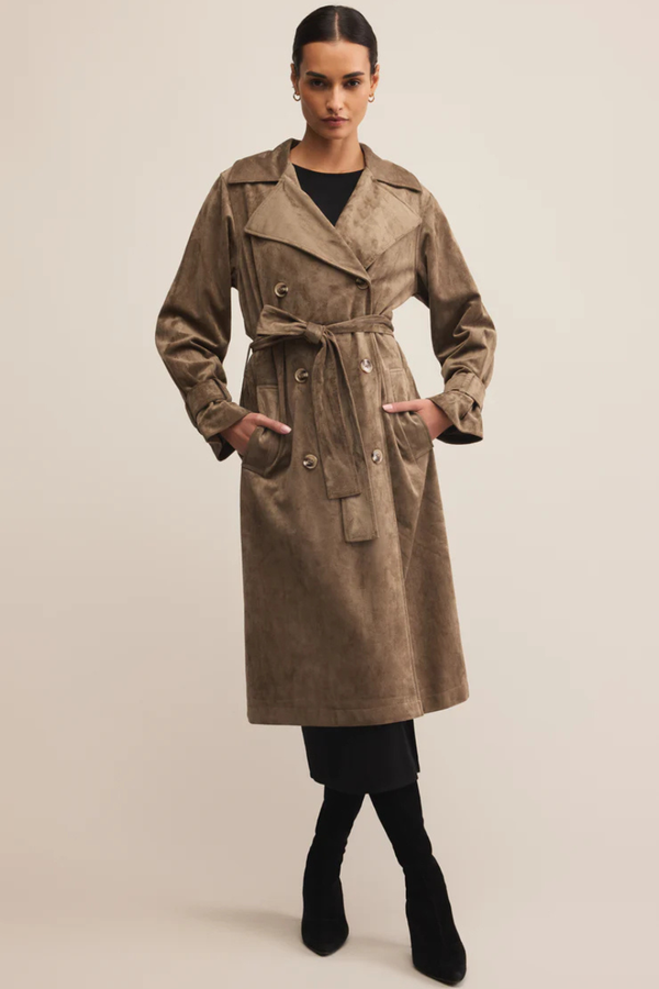 DORIAN VEGAN SUEDE TRENCH COAT