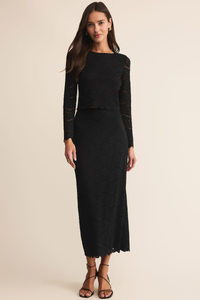 VIA EMBROIDERED LACE MIDI SKIRT