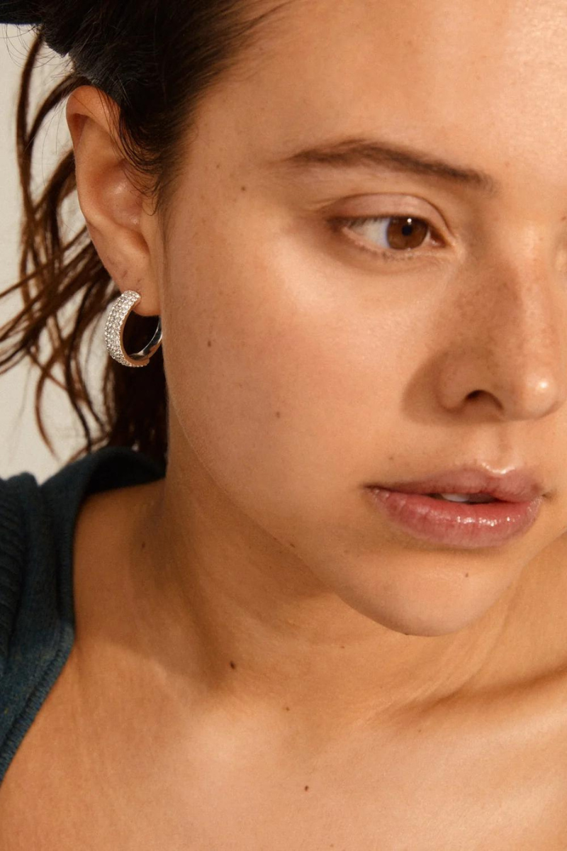 ASPEN CRYSTAL SILVER PLATED EARRINGS