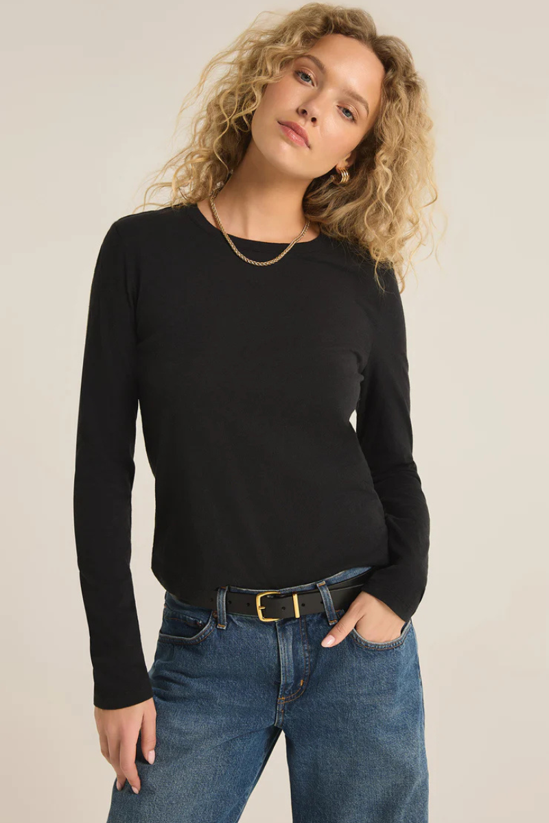 MODERN SLUB LONG SLEEVE TEE-BK
