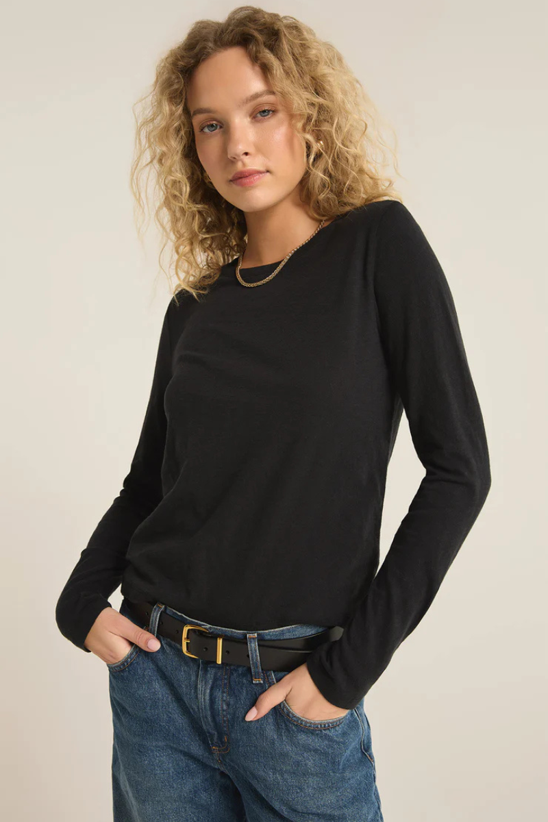 MODERN SLUB LONG SLEEVE TEE-BK