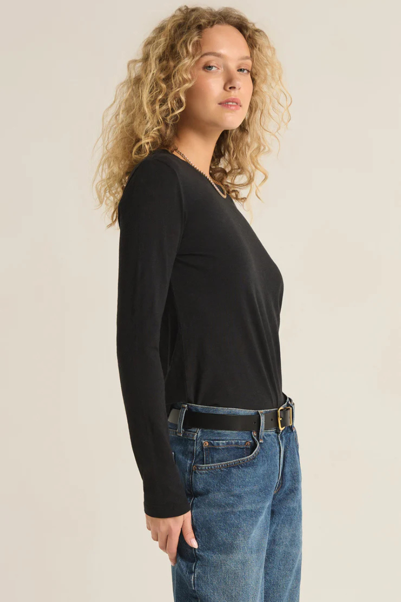 MODERN SLUB LONG SLEEVE TEE-BK