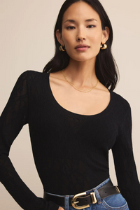 TIBI SCOOP MESH TOP-BK