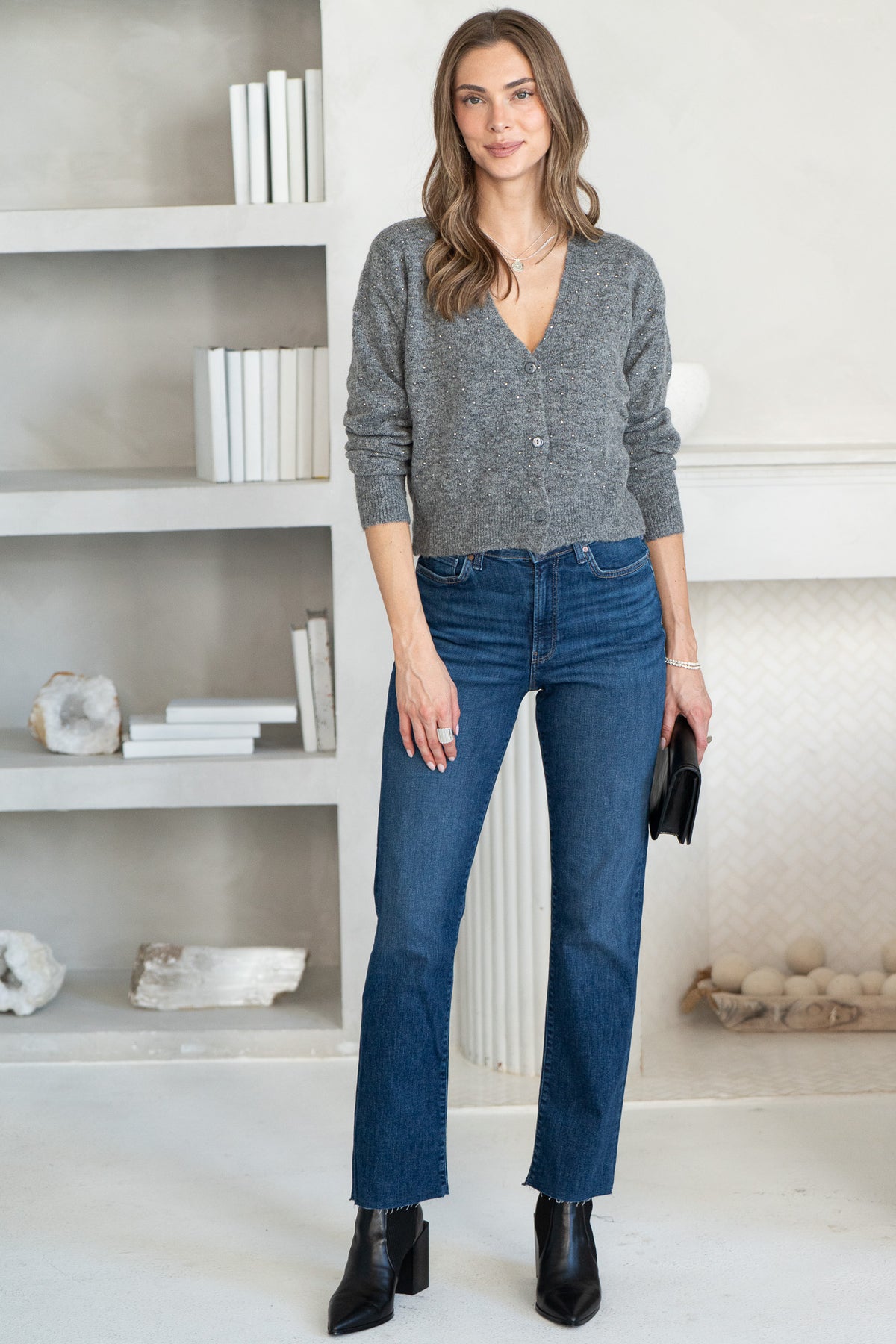 HELLO DARLIN STUD CARDIGAN