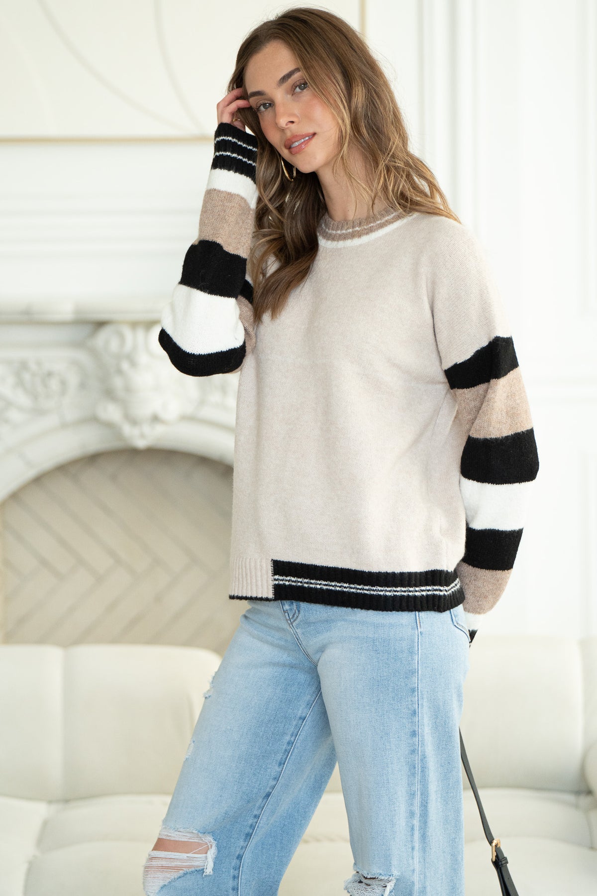 REED ARM STRIPE SWEATER