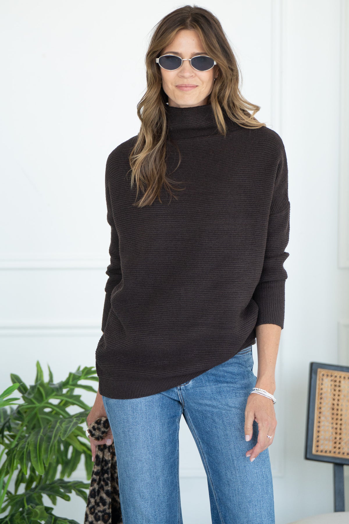 ROWYN RIBBED MOCKNECK SWEATER-BR