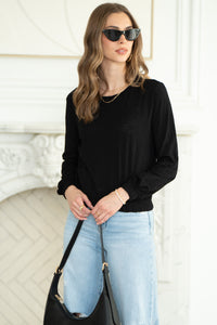 NEO ELASTIC HEM L/S TEE-BK