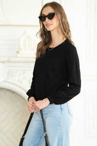 NEO ELASTIC HEM L/S TEE-BK