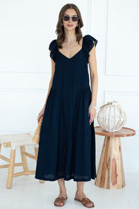 LIGHTHOUSE FLUTTER SLV MIDI DRESS