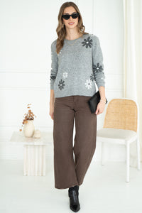 FLORAL SWEATER-GY