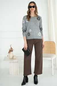 FLORAL SWEATER-GY