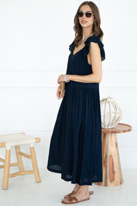LIGHTHOUSE FLUTTER SLV MIDI DRESS