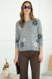 FLORAL SWEATER-GY