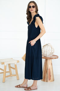 LIGHTHOUSE FLUTTER SLV MIDI DRESS
