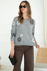 FLORAL SWEATER-GY