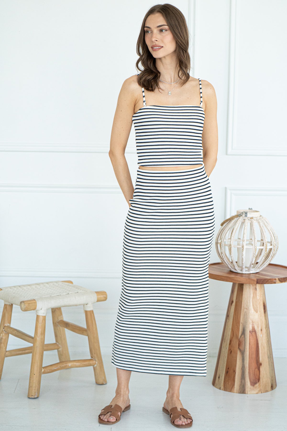 CAFFARI STRIPE STRETCH TOP