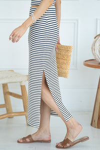 AINSLIE STRIPE STRETCH MIDI SKIRT