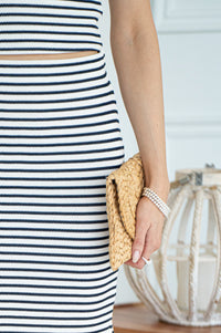 AINSLIE STRIPE STRETCH MIDI SKIRT