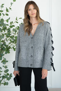 SHYLA RIBBON SLEEVE CARDIGAN