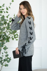 SHYLA RIBBON SLEEVE CARDIGAN