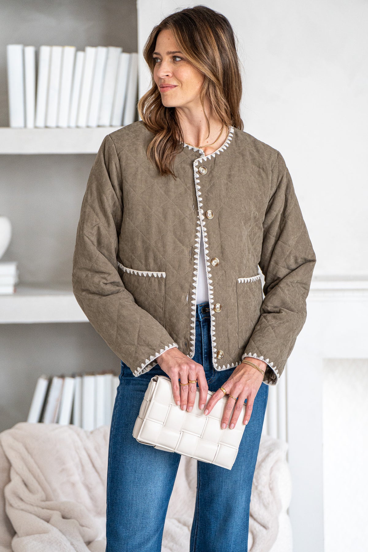 MAIA QUILTED WHIPSTITCH JACKET