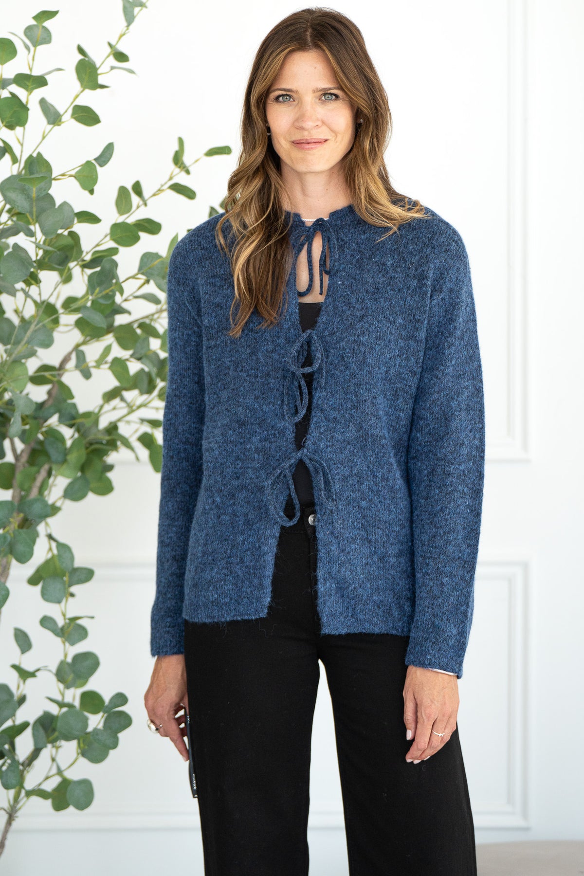 LOVE STORY TIE FRONT CARDIGAN-BL