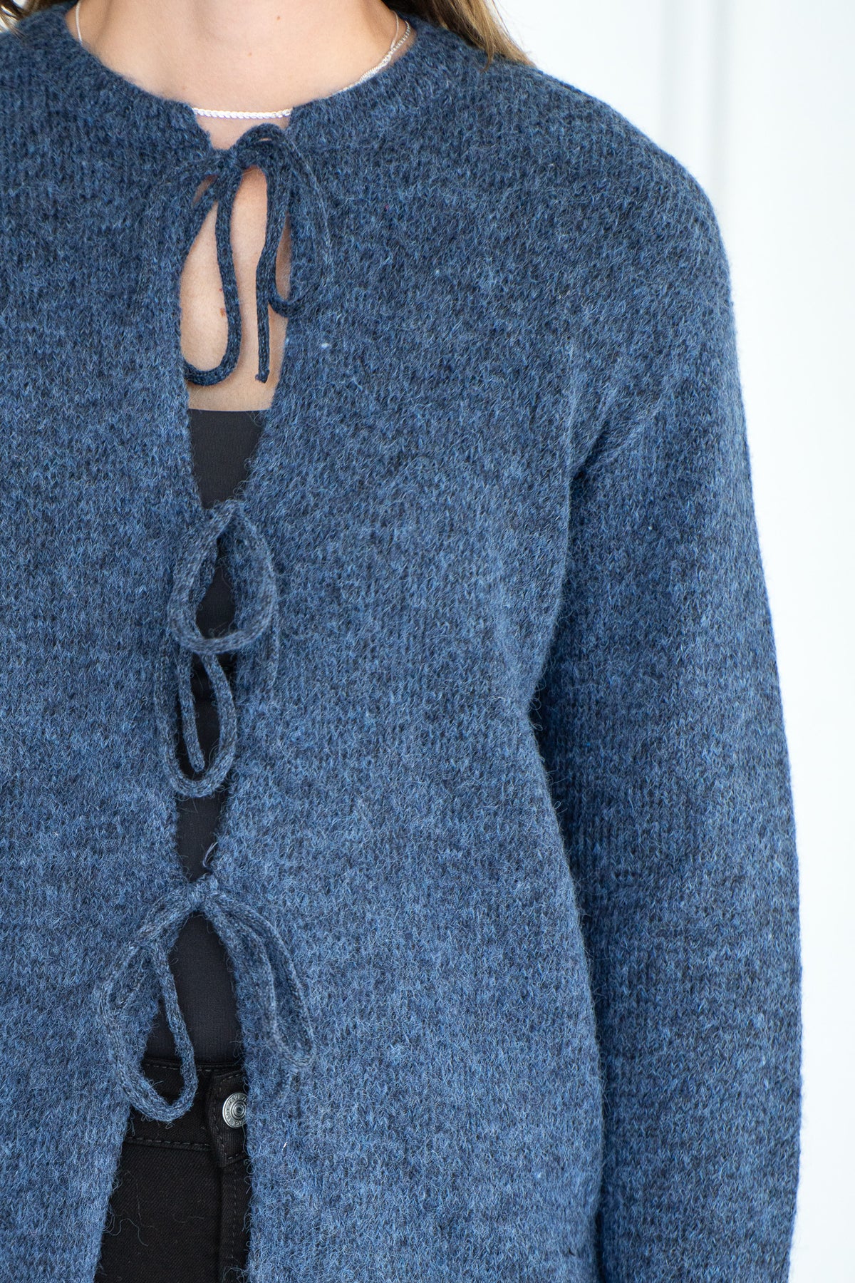 LOVE STORY TIE FRONT CARDIGAN-BL