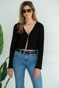 DELHI ONE BUTTON RIBBED CARDIGAN