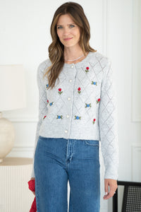 LACEY FLORAL AND PEARL CARDIGAN