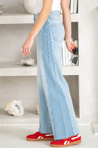 MALIBU SIDE STRIPE WIDE LEG JEANS