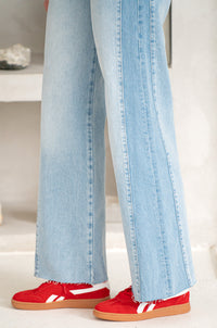 MALIBU SIDE STRIPE WIDE LEG JEANS