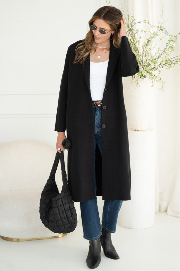 VICKI KNIT COAT-BK