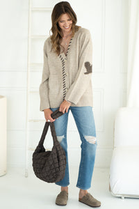 SHYLA ELBOW HEART CARDIGAN