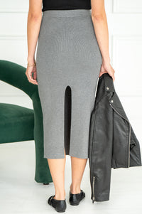 INDIANA KNIT MIDI SKIRT-GY