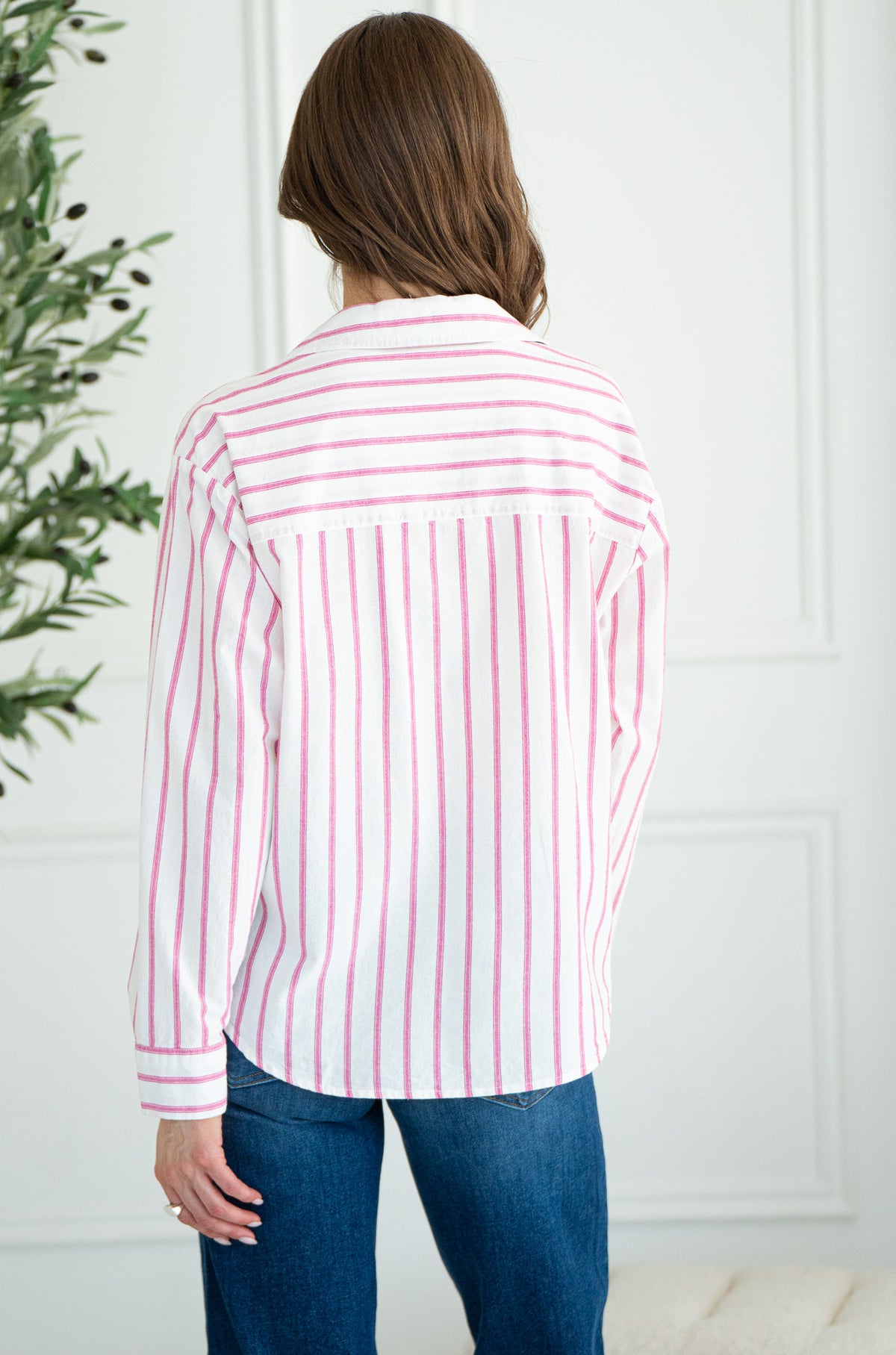 HARLYN STRIPE LINEN BLEND BLOUSE