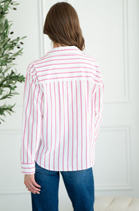 HARLYN STRIPE LINEN BLEND BLOUSE