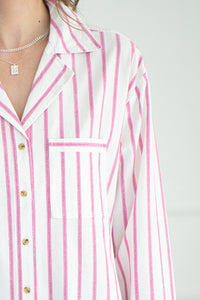 HARLYN STRIPE LINEN BLEND BLOUSE