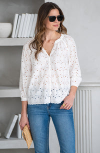 UNFORGETTABLE NIGHTS COTTON EYELET BLOUSE