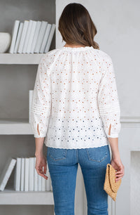 UNFORGETTABLE NIGHTS COTTON EYELET BLOUSE