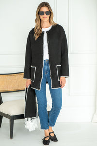 DELANEY WHIPSTITCH COAT WITH SCARF