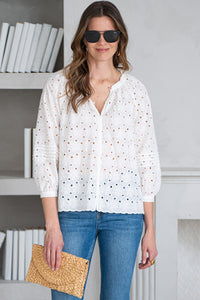 UNFORGETTABLE NIGHTS COTTON EYELET BLOUSE