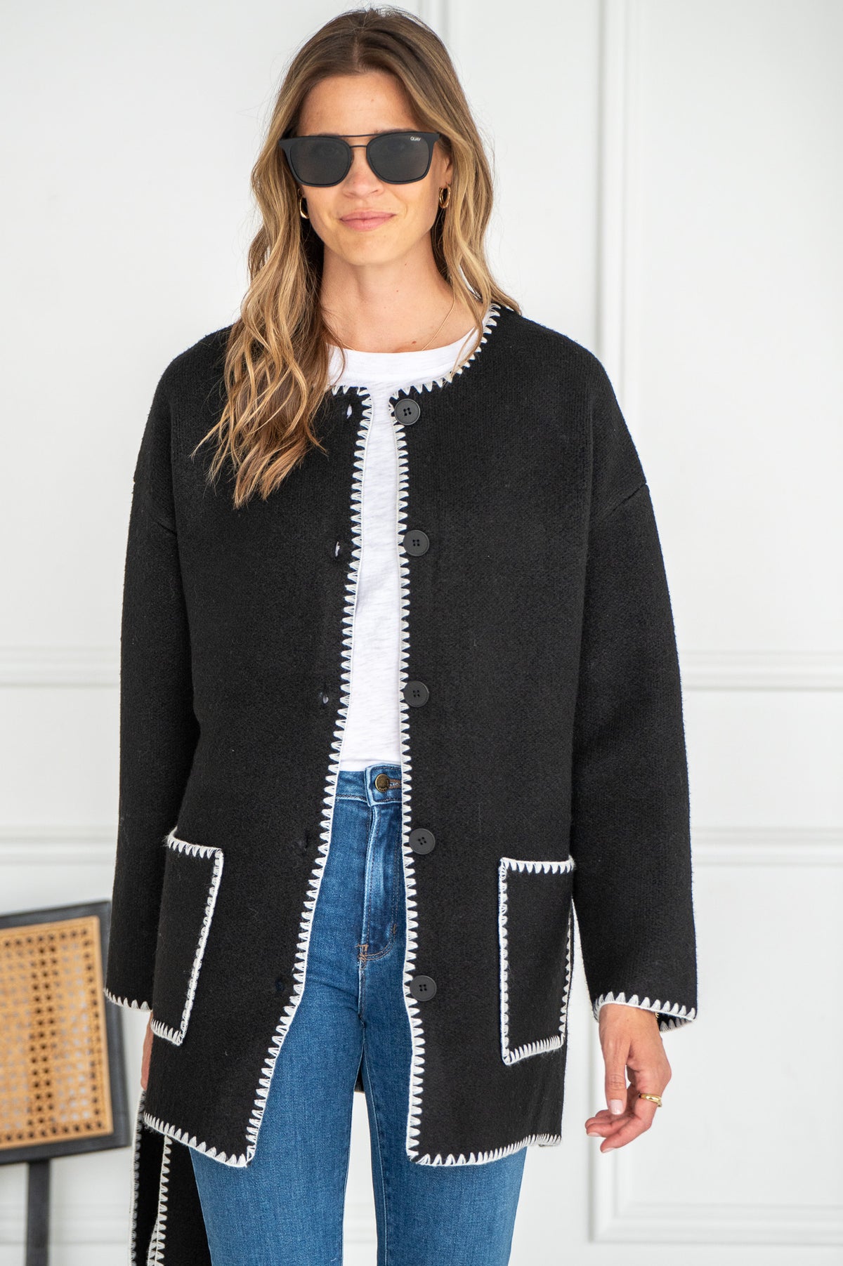 DELANEY WHIPSTITCH COAT WITH SCARF