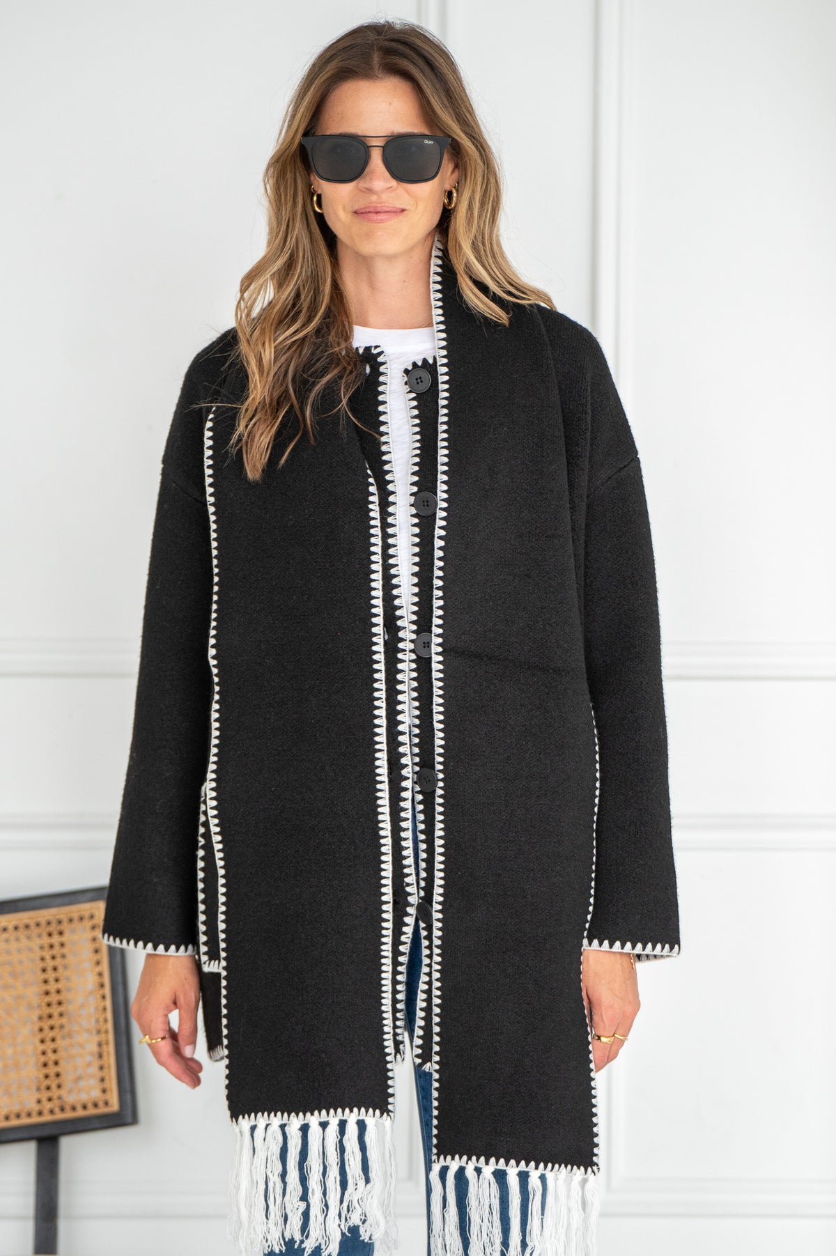 DELANEY WHIPSTITCH COAT WITH SCARF