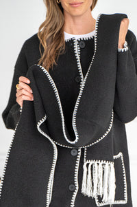 DELANEY WHIPSTITCH COAT WITH SCARF
