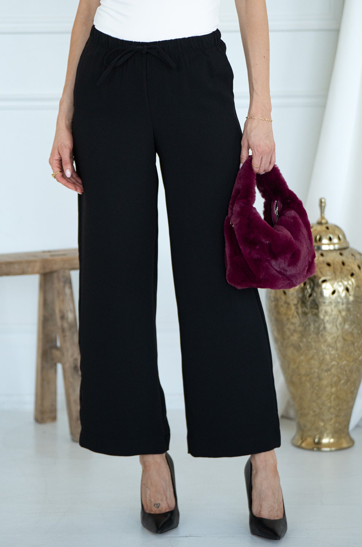 ANOTHER NIGHT WIDE LEG PANTS-BK