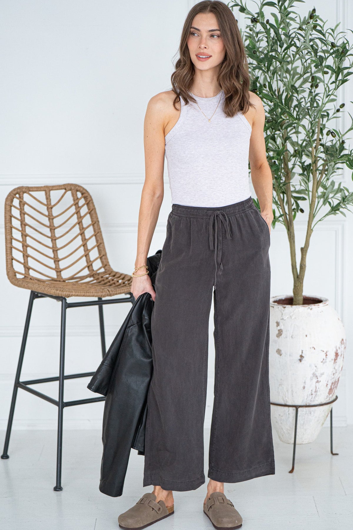 MALTA TENCEL WIDE LEG PANTS-CH