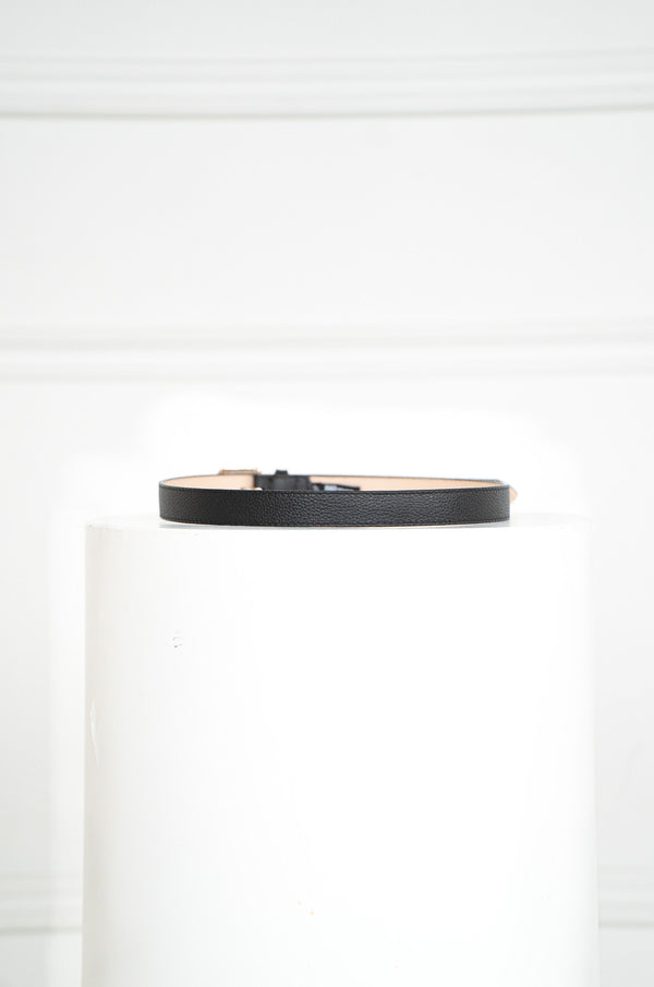 MILLIE PEBBLED LEATHER BELT-BK