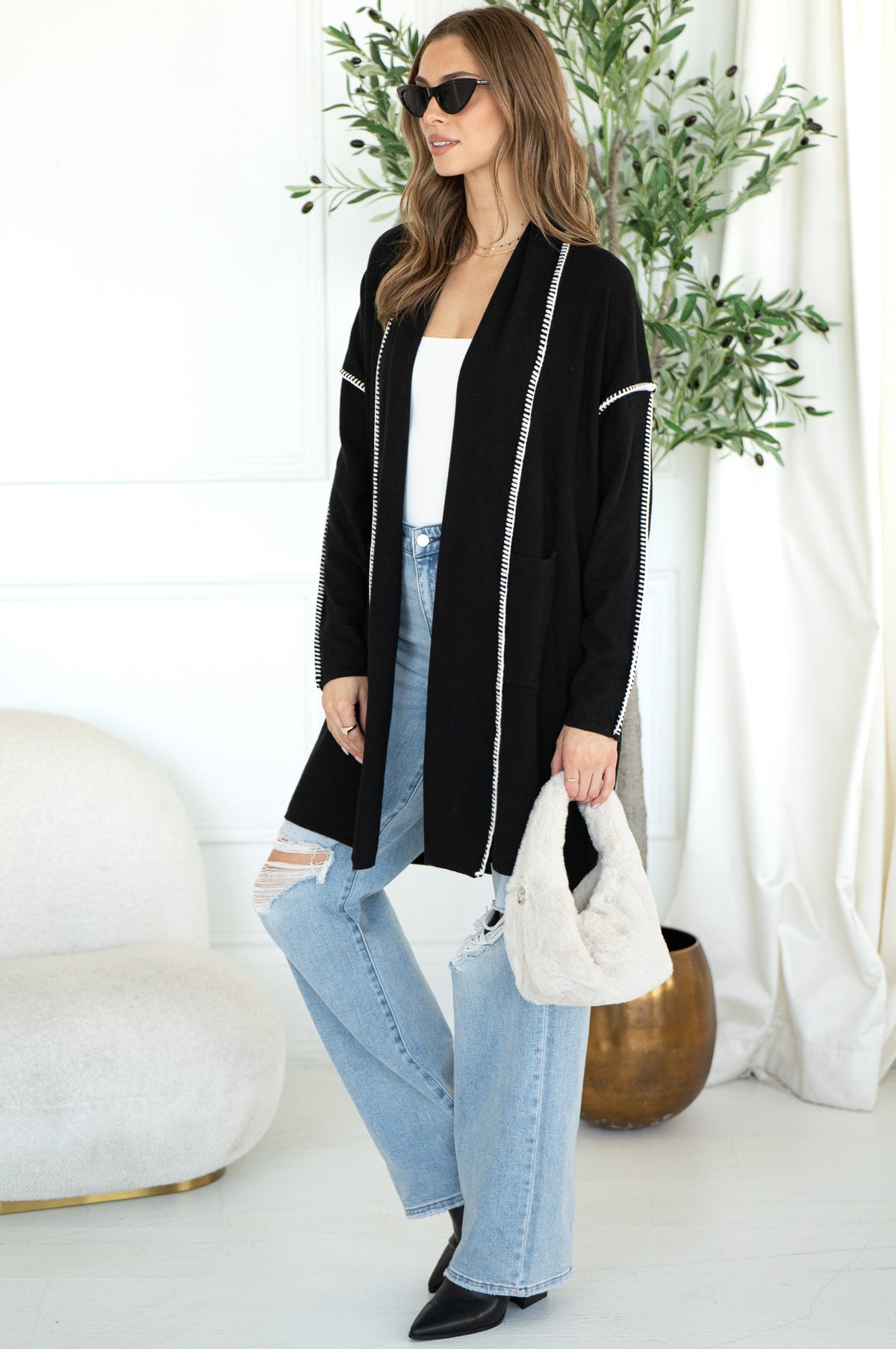 WHIPSTITCH OPEN CARDIGAN
