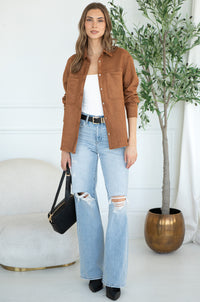 LAST NIGHT FAUX SUEDE SHIRT