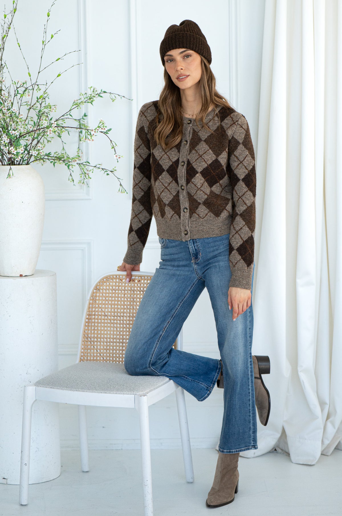 GRACE ARGYLE SWEATER-BR